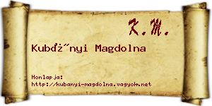 Kubányi Magdolna névjegykártya
